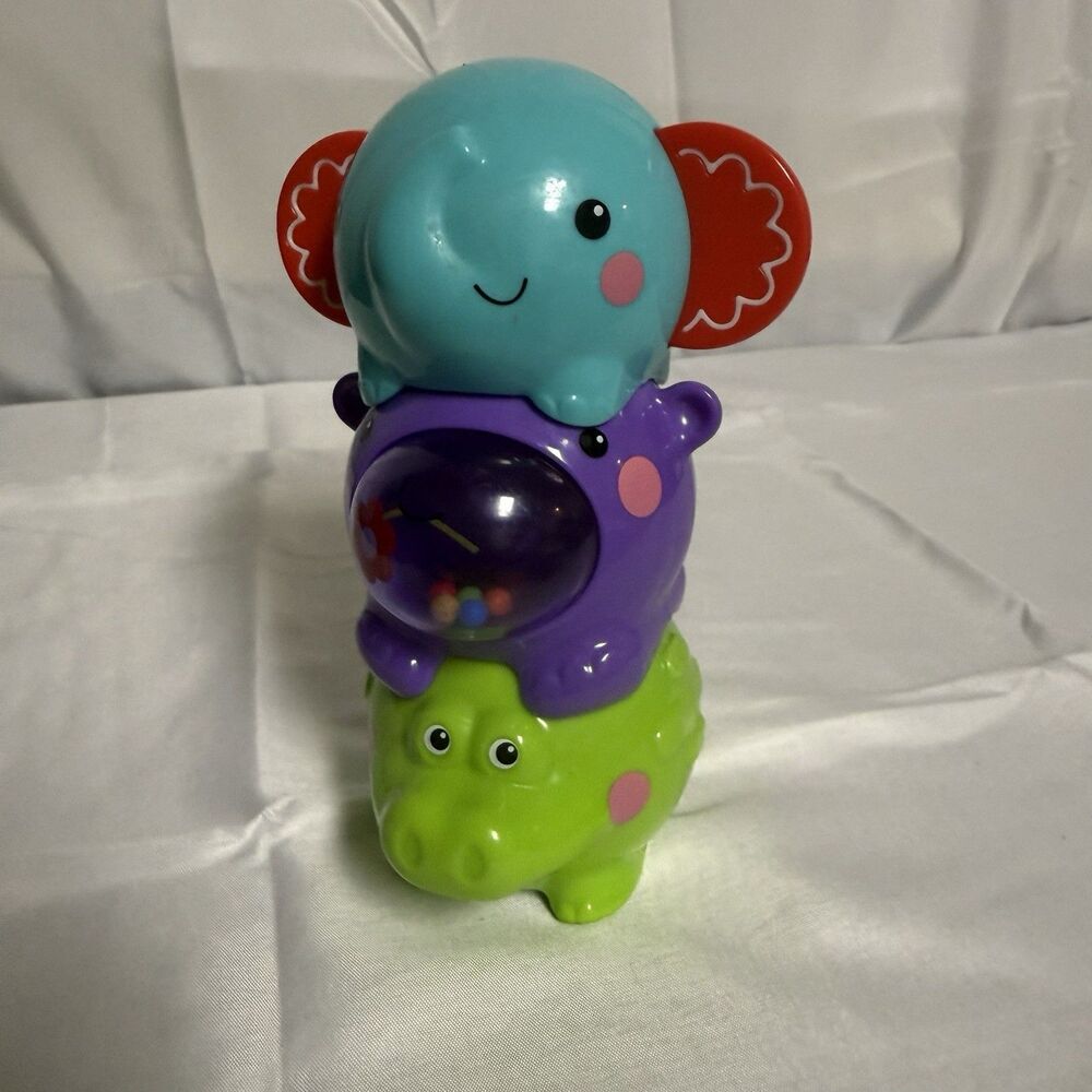Fisher Price Alligator Hippo Elephant Stacking Animals Green Purple Baby Toy